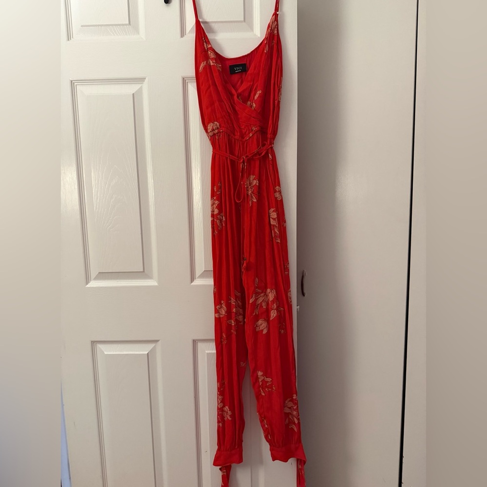 Red Floral Jumpsuit